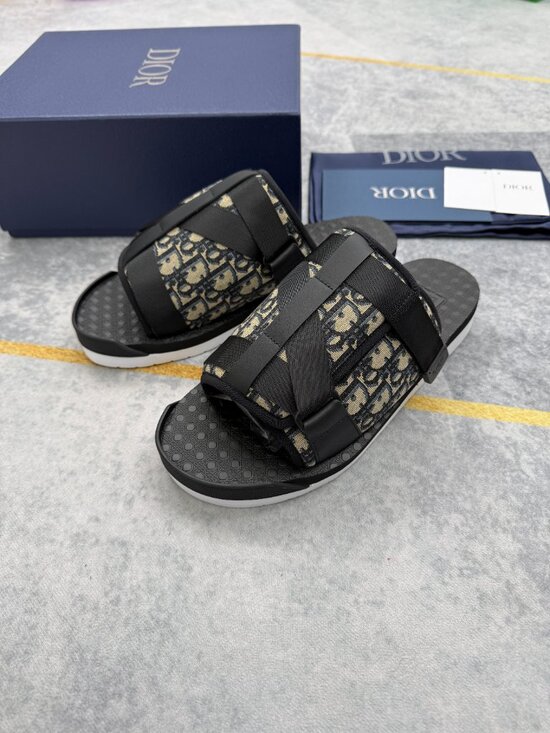 Dior Black Oblique Canvas Slide Sandals main image 8